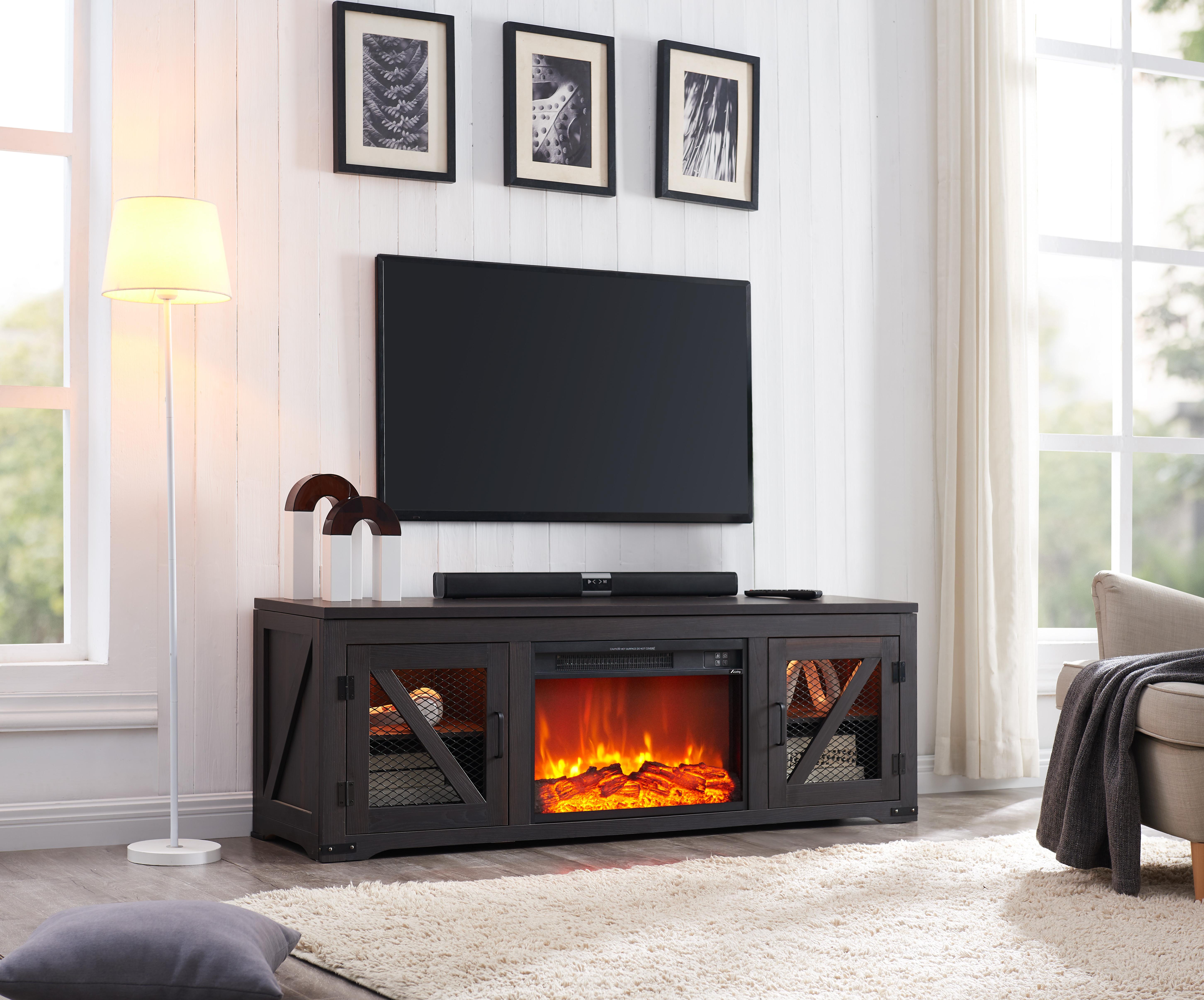 Rent to Own Living Essentials Ashton Unfold 62" TV Stand with Fireplace